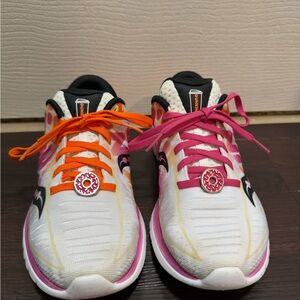 Dunkin Dounts Athletic Sneakers with Pink and Orange Laces size 7